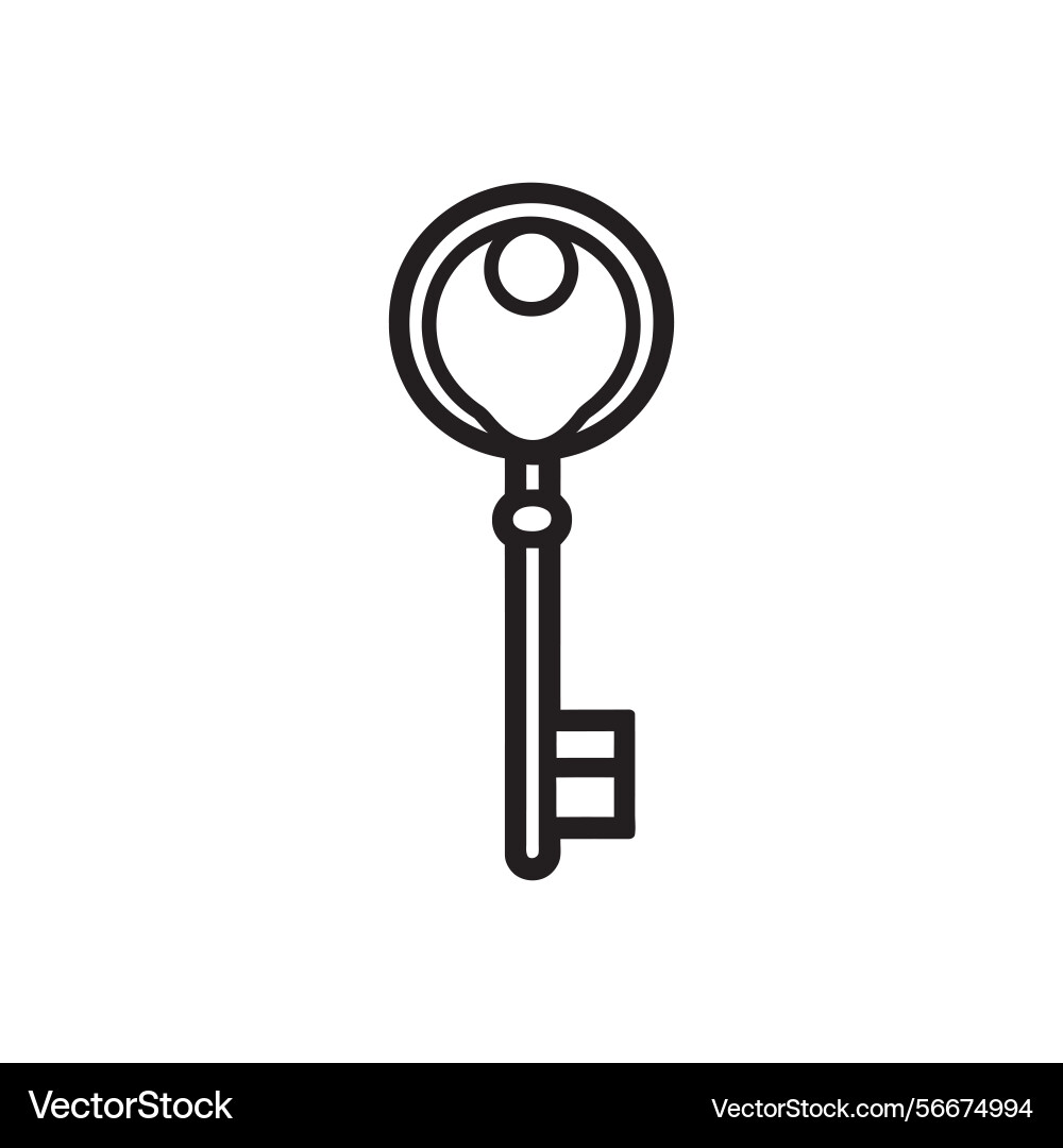 Simple key icon outline on transparent background Vector Image