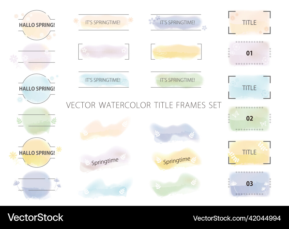 Springtime Watercolor Title Frames Vector Image