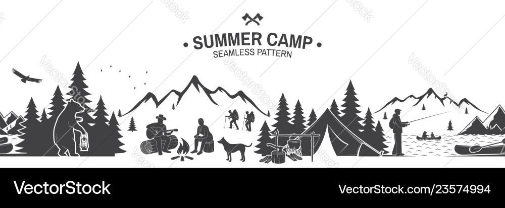 Summer camp seamless pattern Royalty Free Vector Image