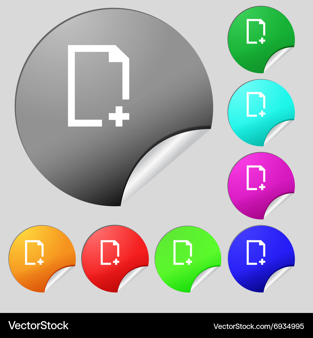 Add file icon sign set of eight multi colored Vector Image