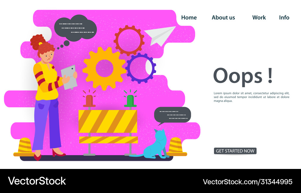 Banner oops 404 error page not found internet Banner oops 404 error page not found internet Vector Image
