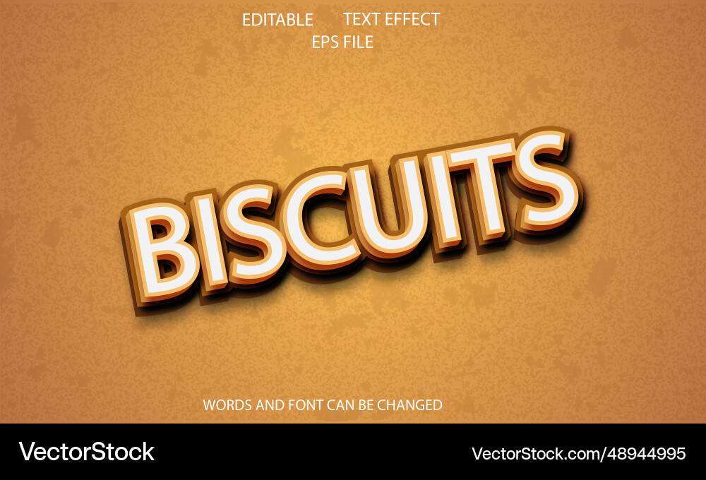 Biscuit editable text effect 3d font style use Biscuit editable text effect 3d font style use Vector Image