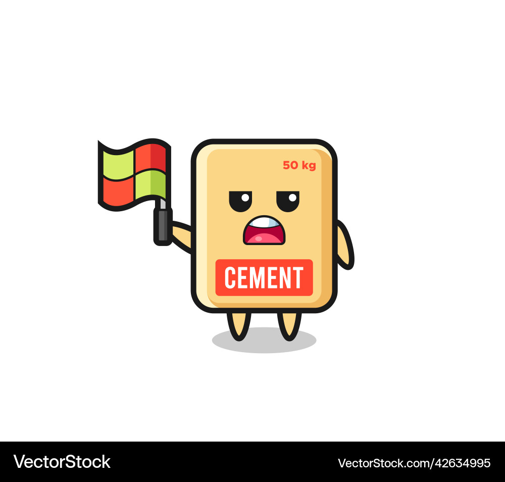 Cement sack character as line judge putting vector image