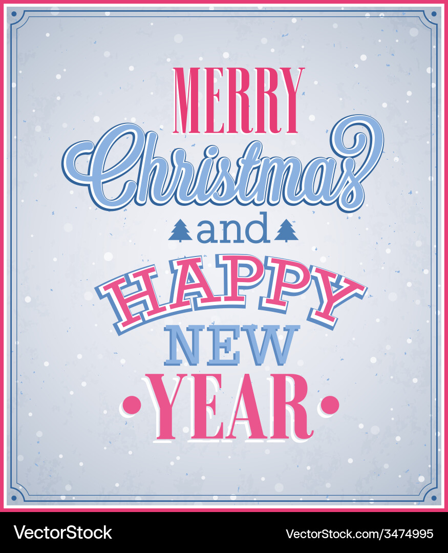 Christmas Typography - Merry & New Year Vector Image