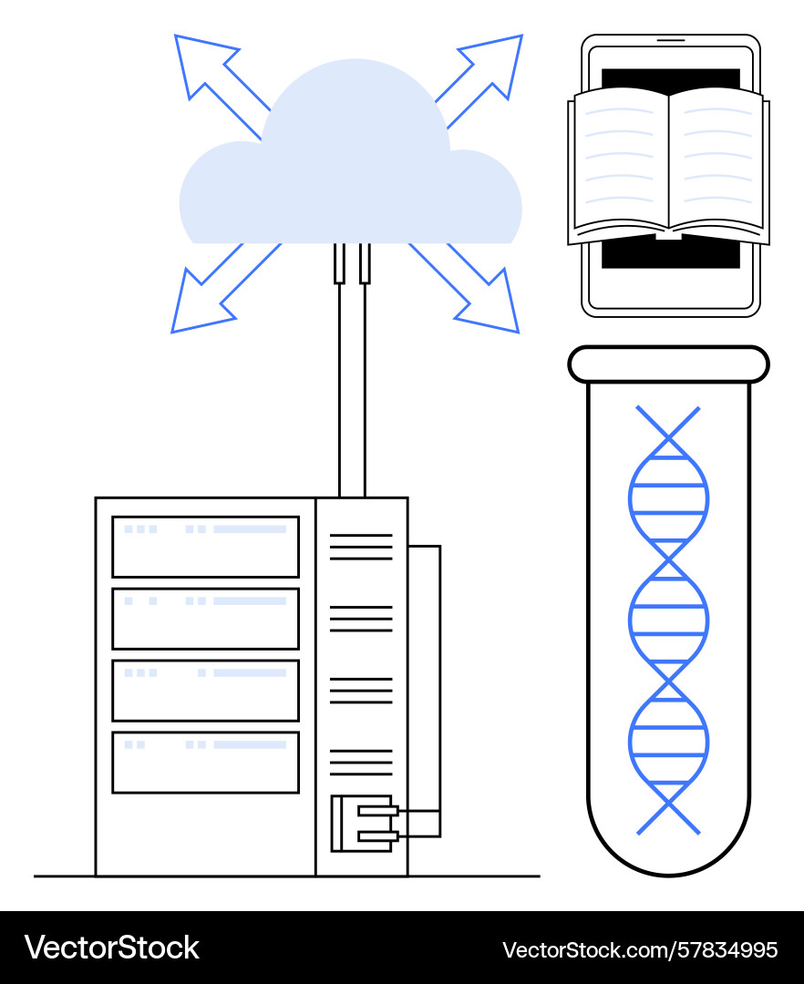Cloud data sharing with dna analysis and digital Cloud data sharing with dna analysis and digital vector image