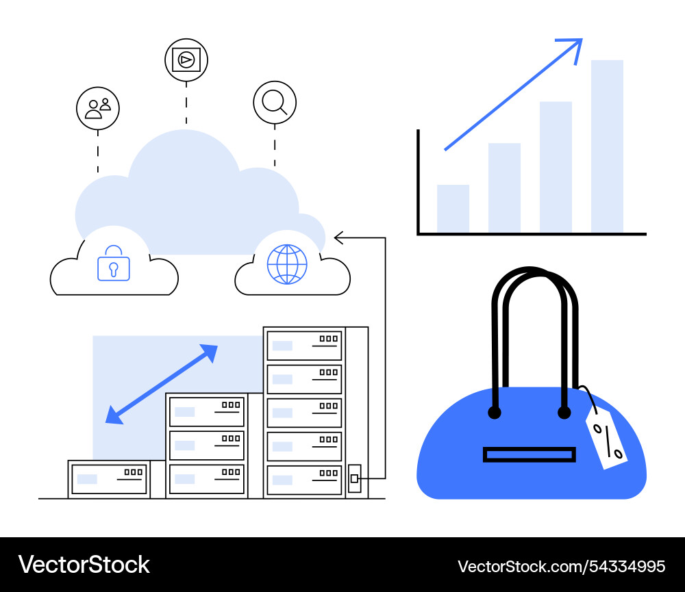 Cloud-Speicher- und Datenanalysekonzepte Cloud-Speicher- und Datenanalysekonzepte vektorbild