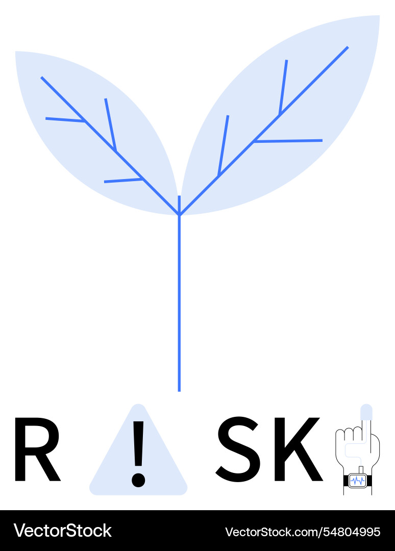 Conceptual leaf with risk warning and online click Conceptual leaf with risk warning and online click vector image