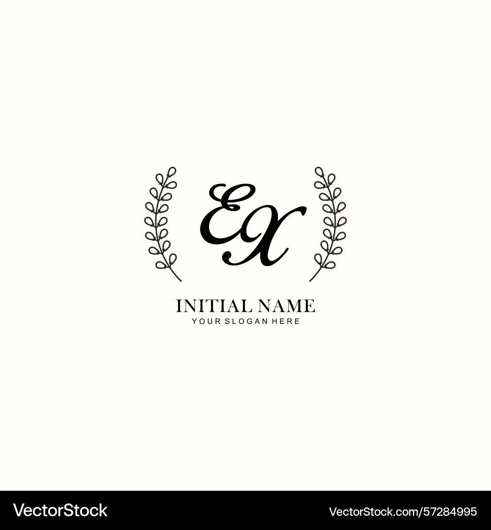 Ex initial logo templates with botanical elements Ex initial logo templates with botanical elements Vector Image