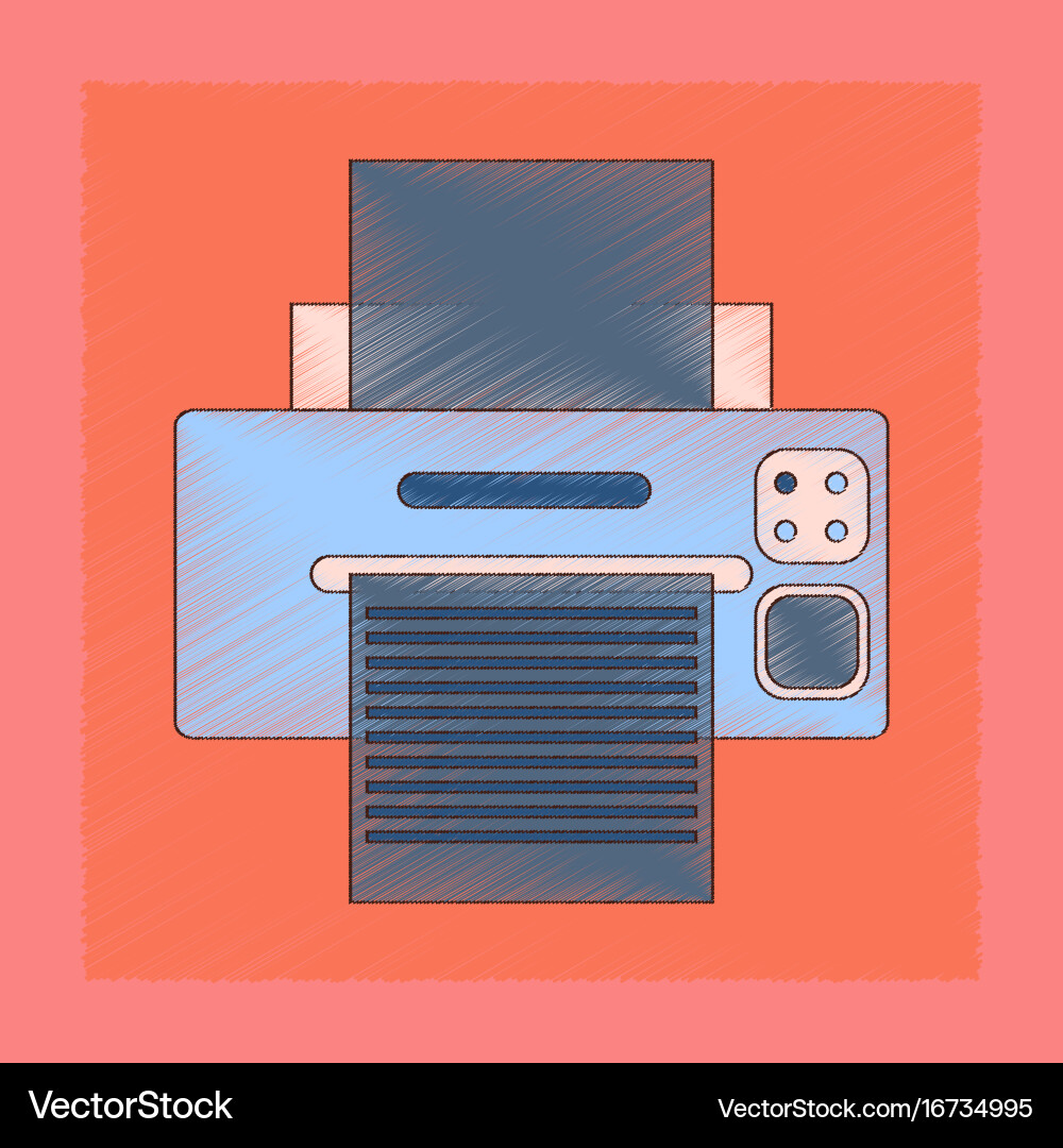 Flat shading style icon computer printer vector image