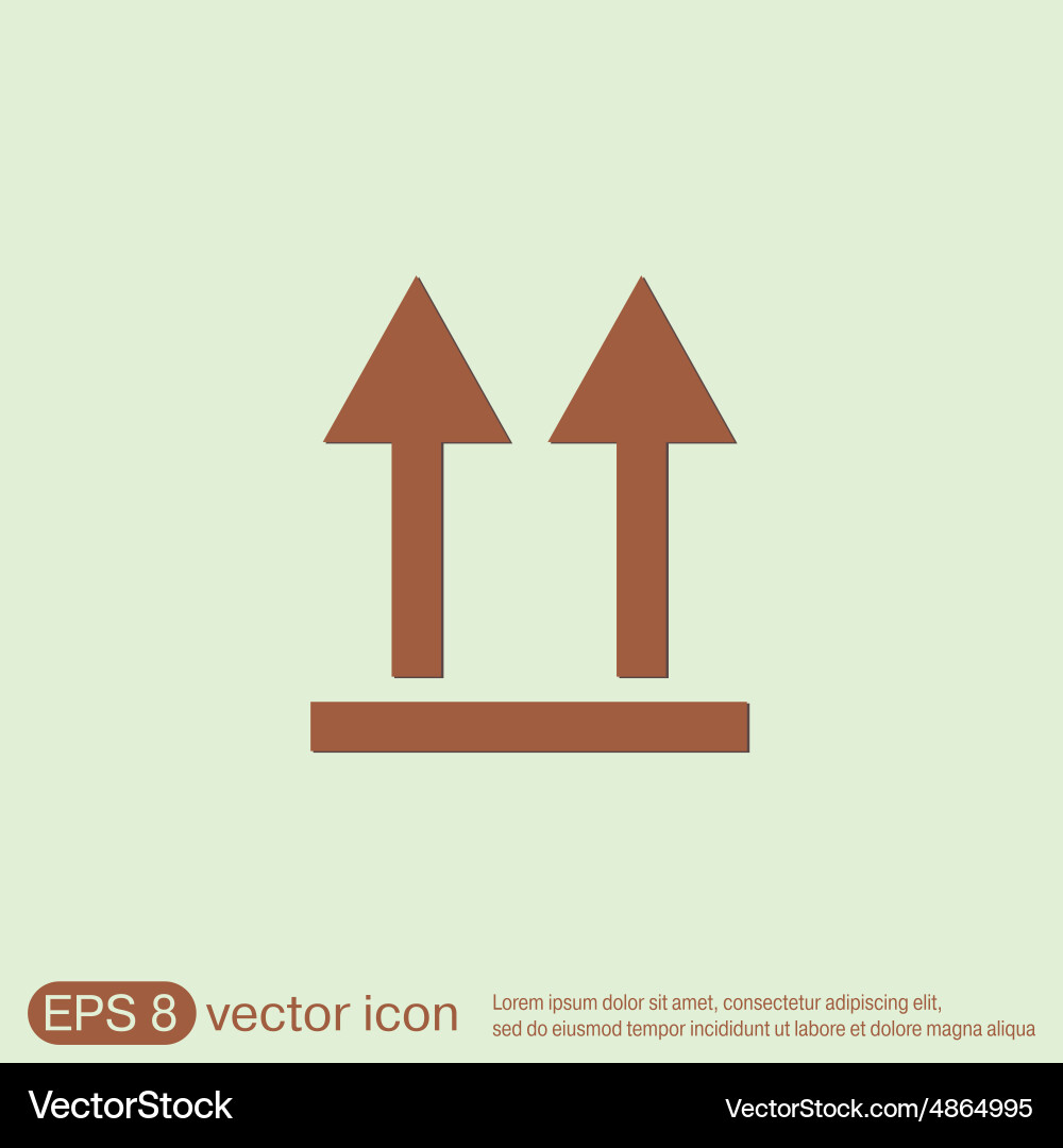 Fragile symbol arrow up logistic icon vector image