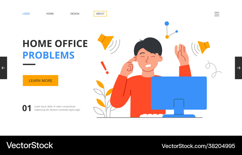 Man cannot concentrate at work Man cannot concentrate at work Vector Image