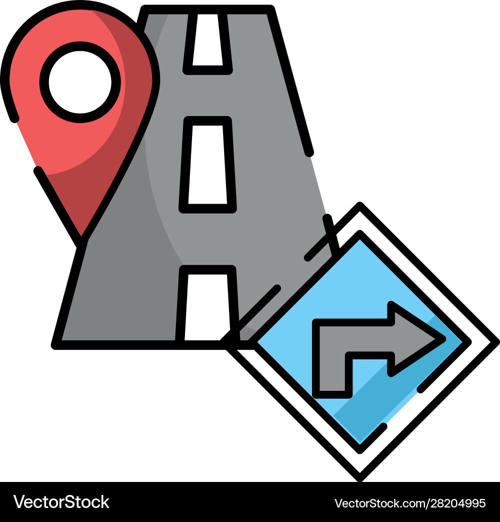 Pin pointer location guide with road Vector Image