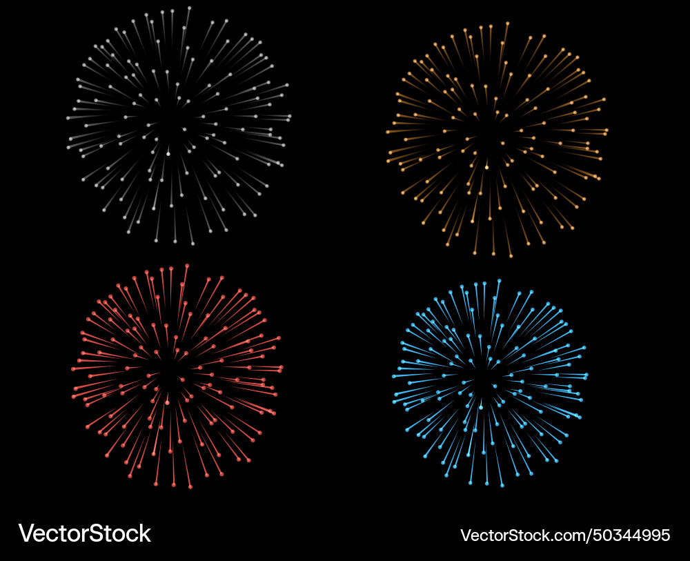 Pyrotechnics and fireworks set with animation Pyrotechnics and fireworks set with animation vector image