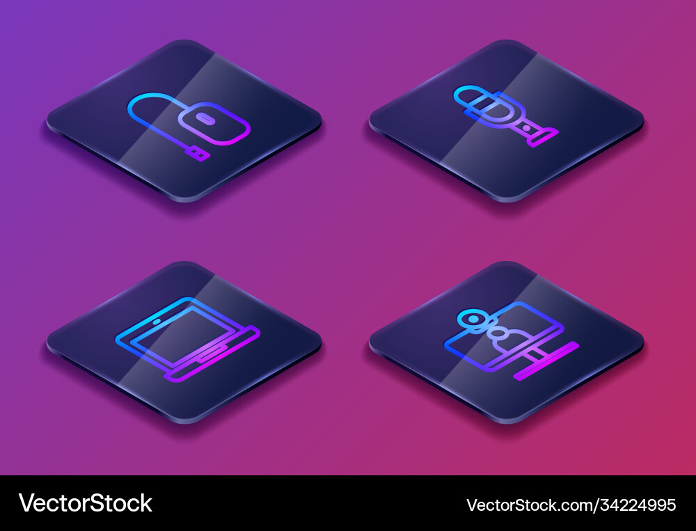Set isometric line computer mouse laptop Set isometric line computer mouse laptop vector image