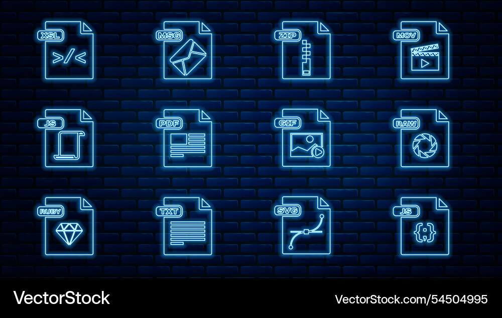 Set line js file document raw zip pdf xsl gif Set line js file document raw zip pdf xsl gif vector image