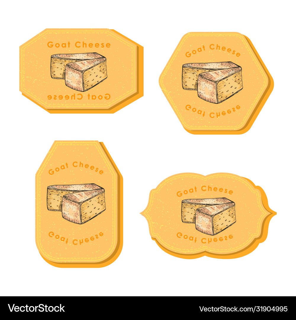 Set with four rectangular labels cheese Set with four rectangular labels cheese vector image