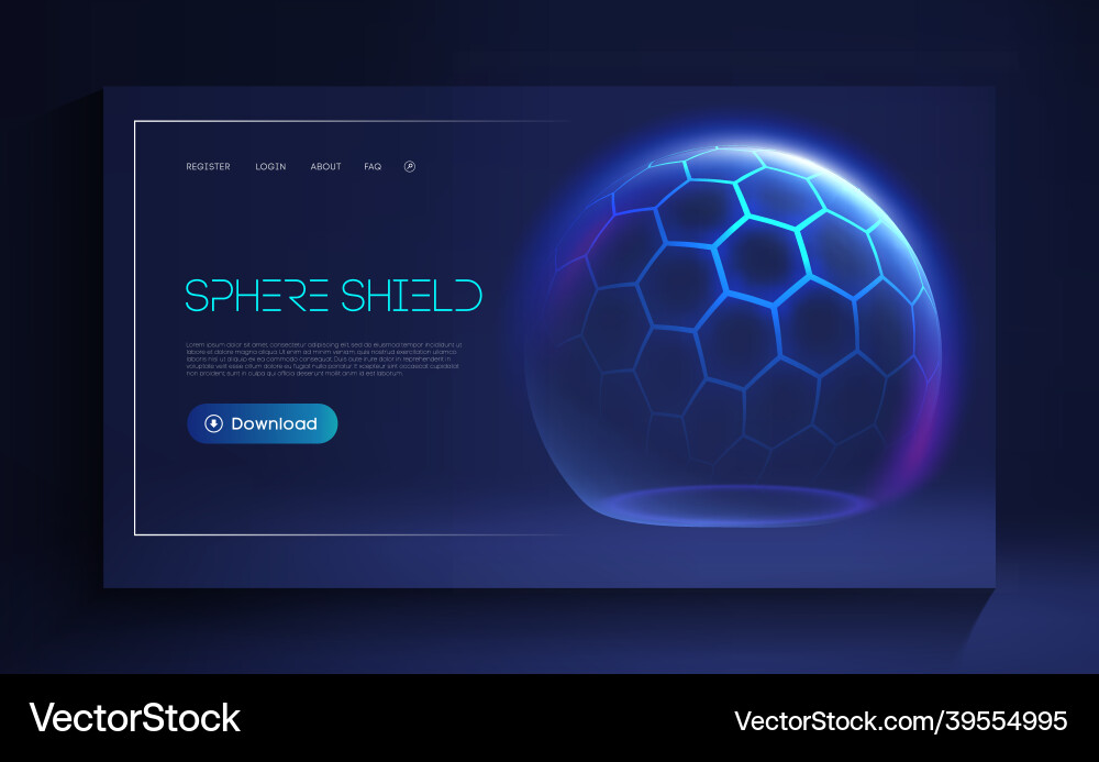 Sphere shield with hexagon pattern virus Sphere shield with hexagon pattern virus Vector Image