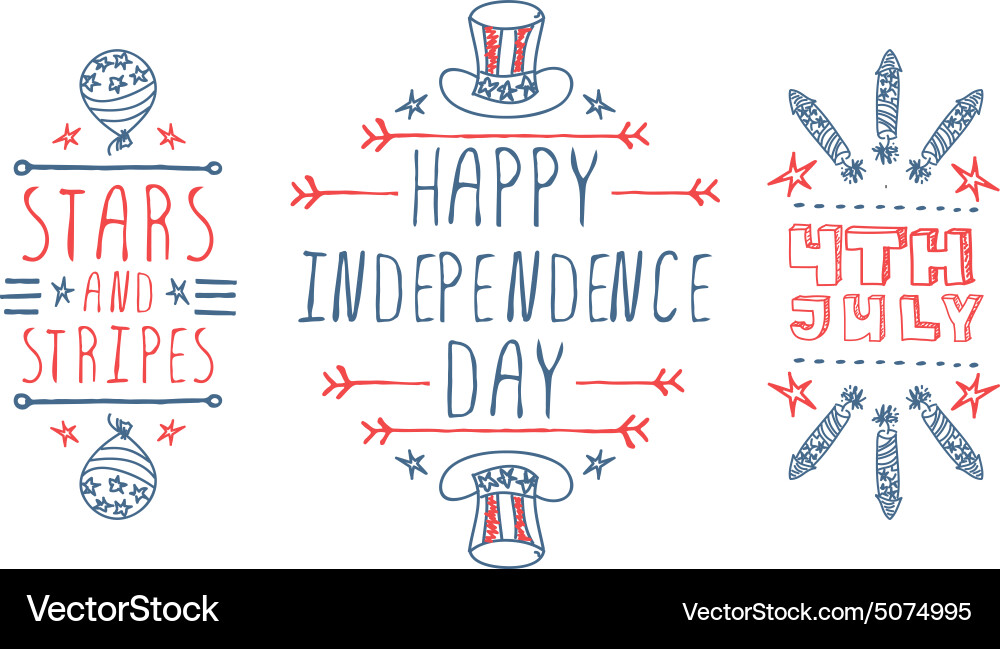 Stars & Stripes Sketch - Independence Day Vector Image