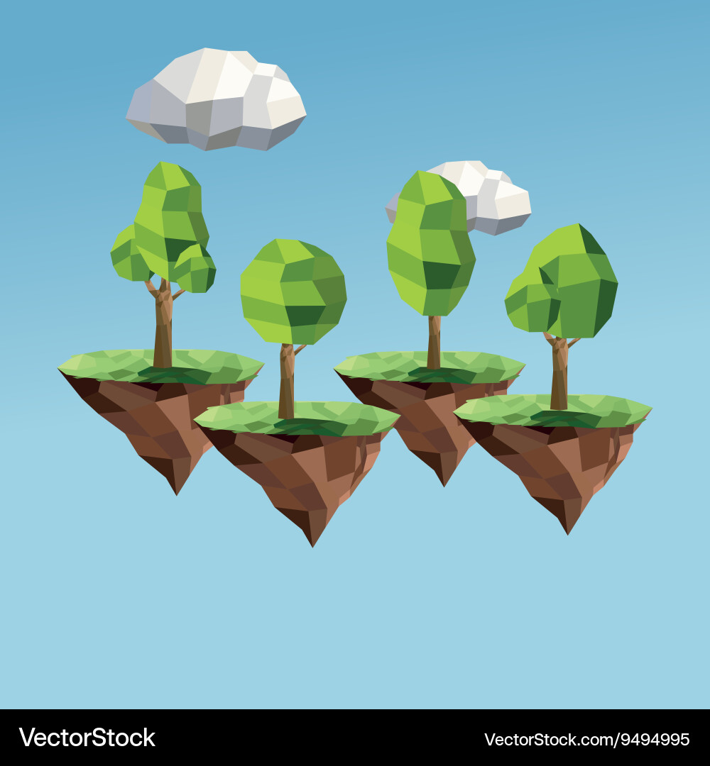 Tree and cloud icon polygonal image Vector Image