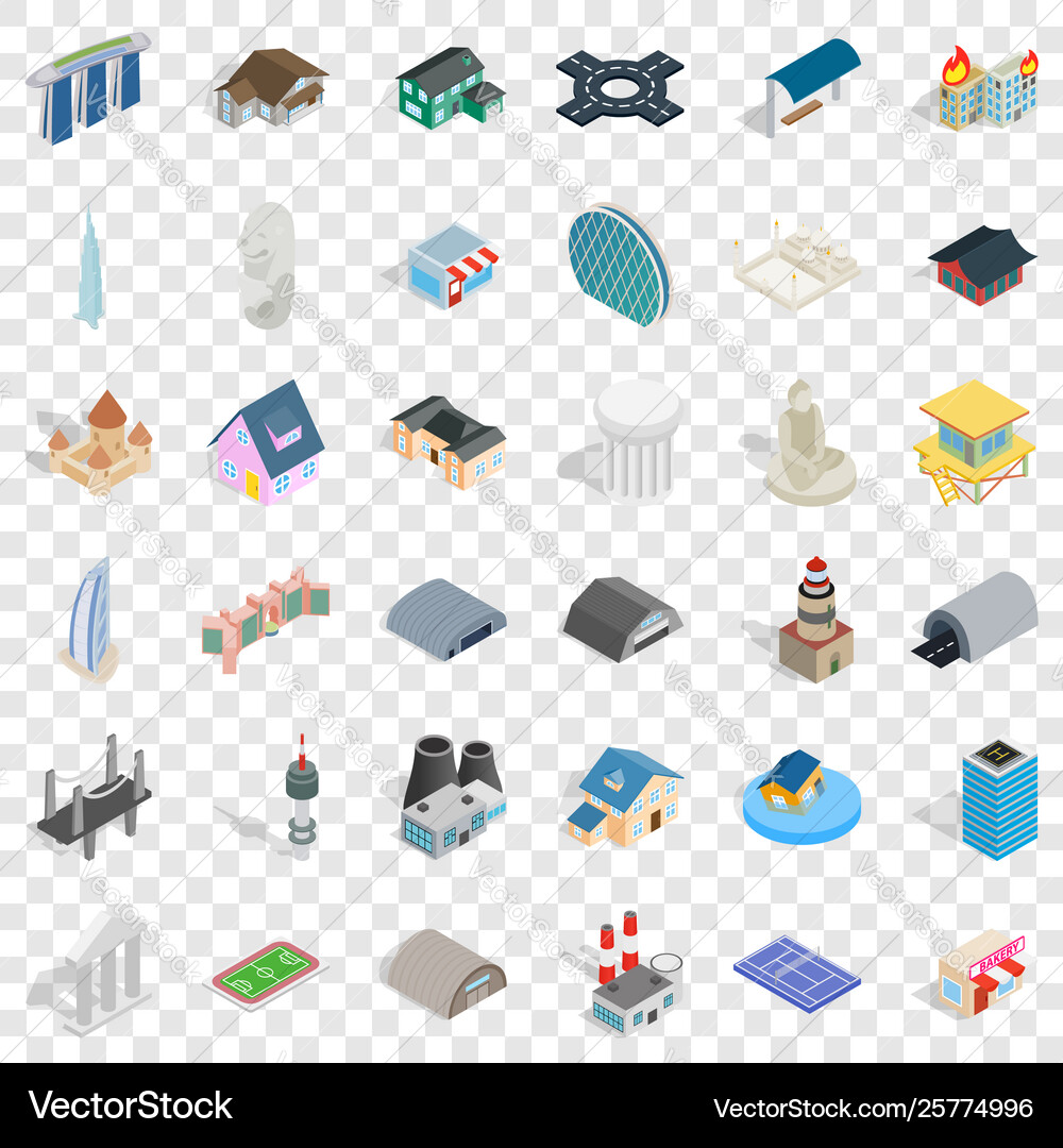 Building icons set isometric style Vector Image