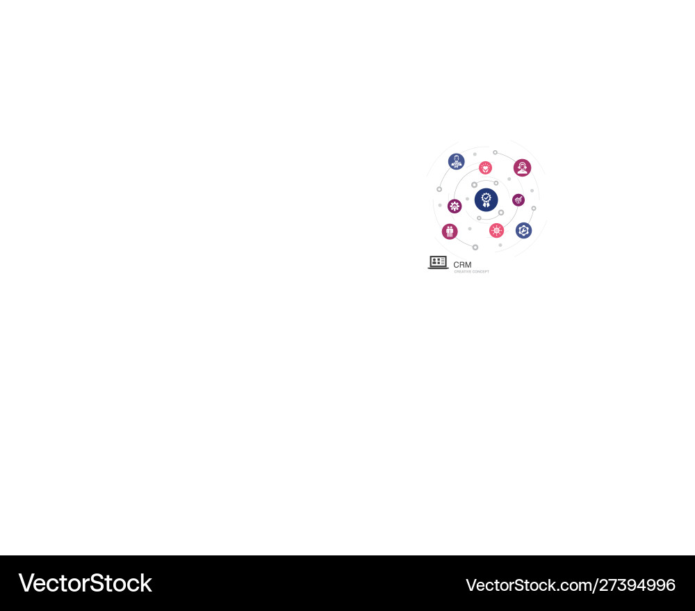 Crm colored circle concept with simple icons vector image