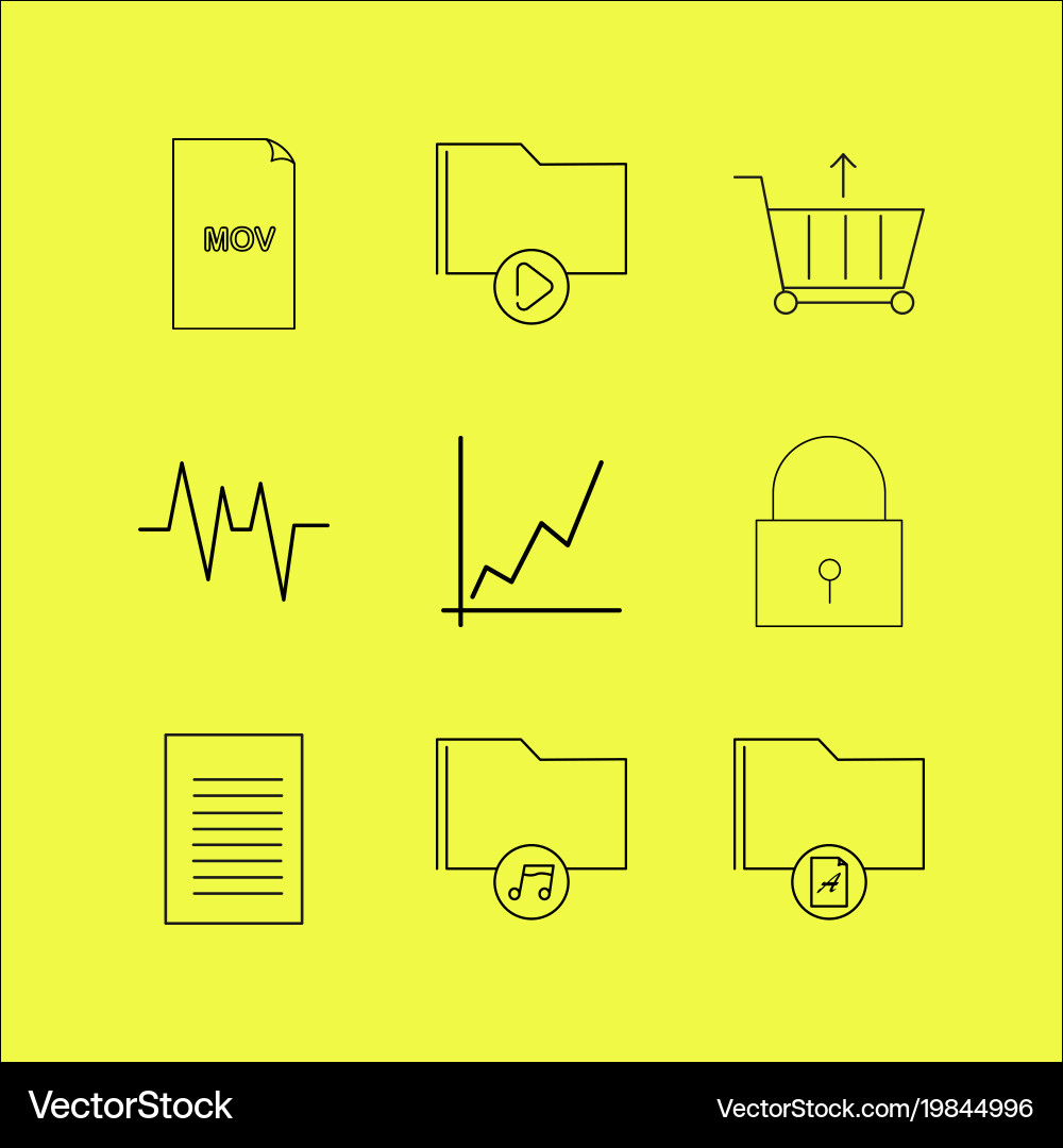 Files and folders linear icon set simple outline Vector Image