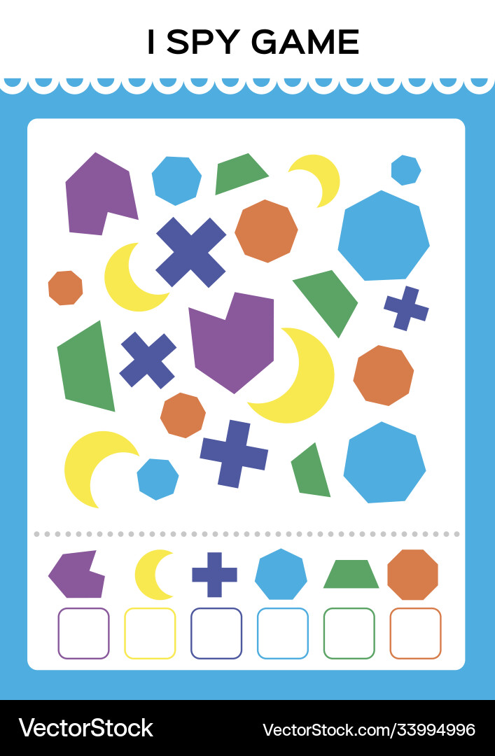 I spy game find and count shapes for toddlers I spy game find and count shapes for toddlers vector image