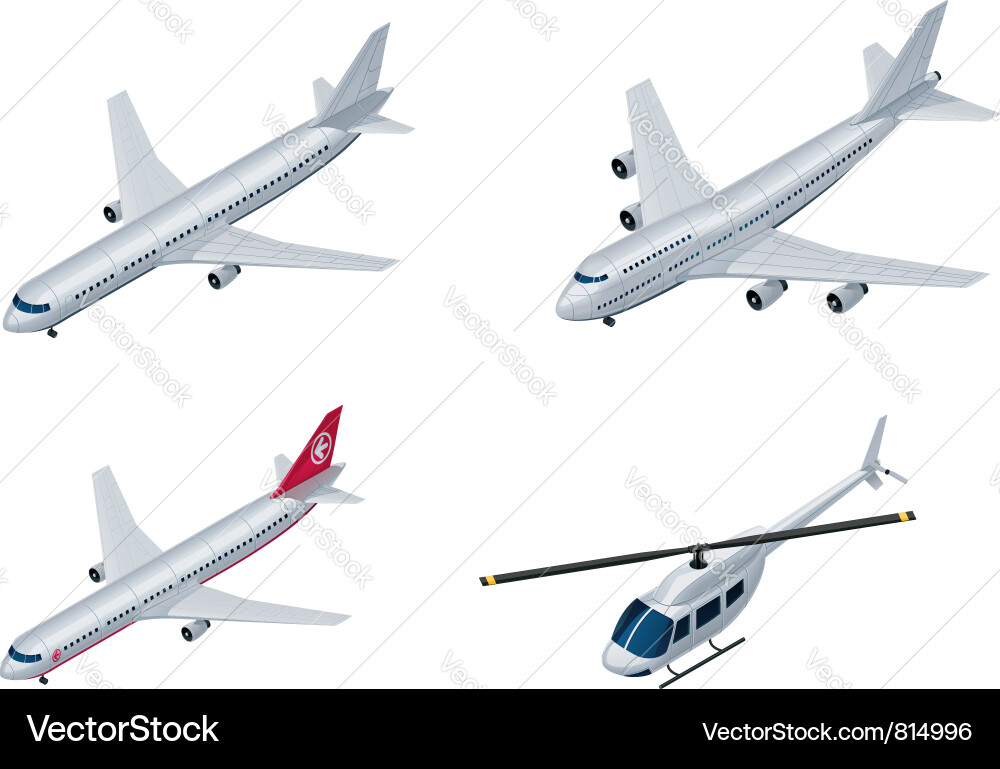 Isometric Airplane Set Royalty Free Vector Image