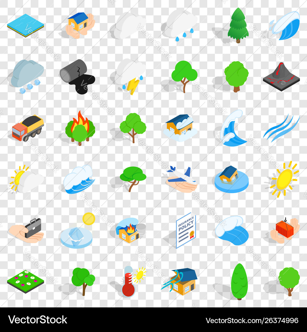 Lightning icons set isometric style vector image