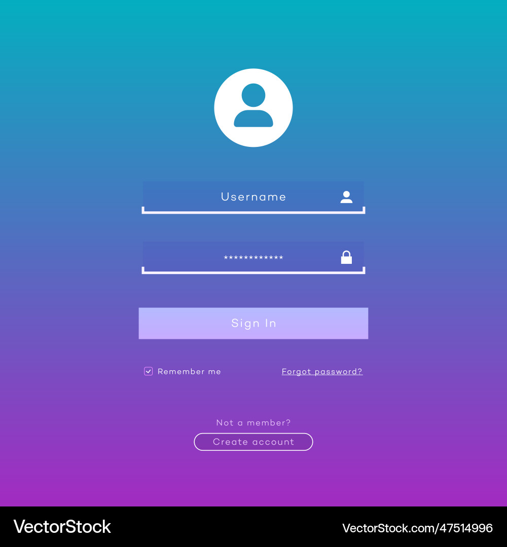 Login form page template on gradient background Login form page template on gradient background vector image