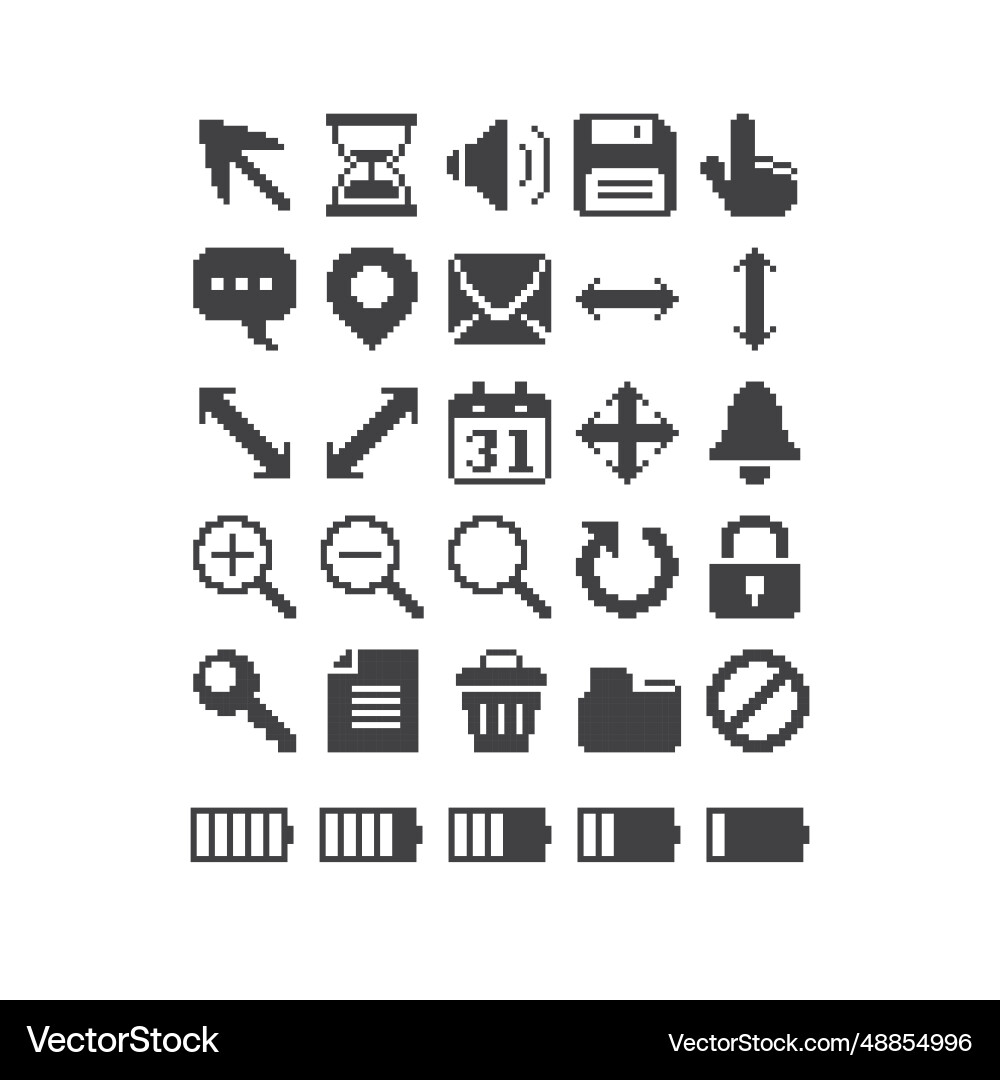 Minimalistic set of pc toolbar interface icons vector image
