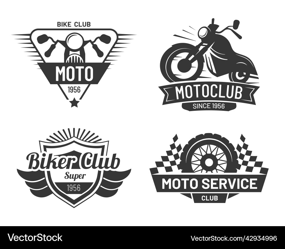 Motorcycle badges of collection moto biker club Motorcycle badges of collection moto biker club vector image