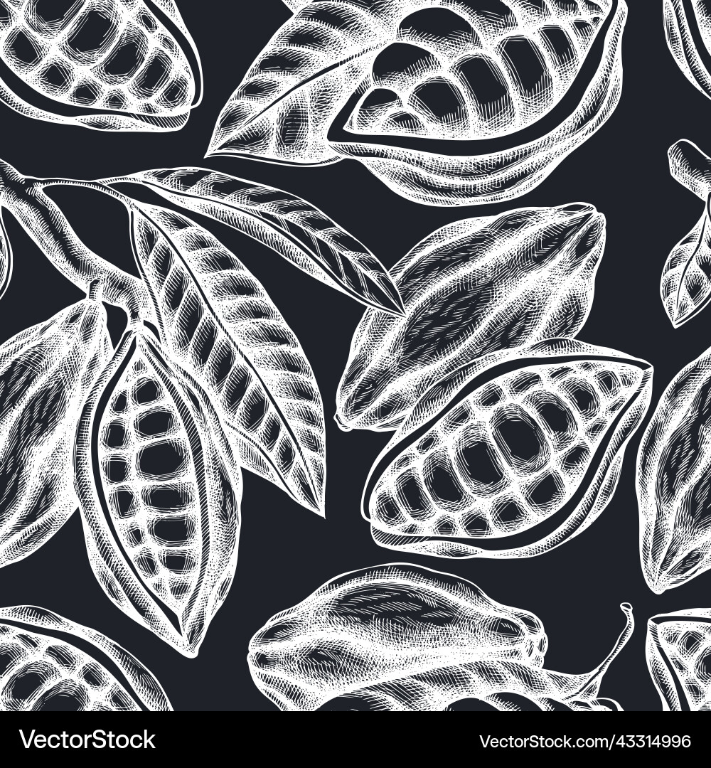 Seamless pattern with hand drawn chalk cocoa Seamless pattern with hand drawn chalk cocoa vector image