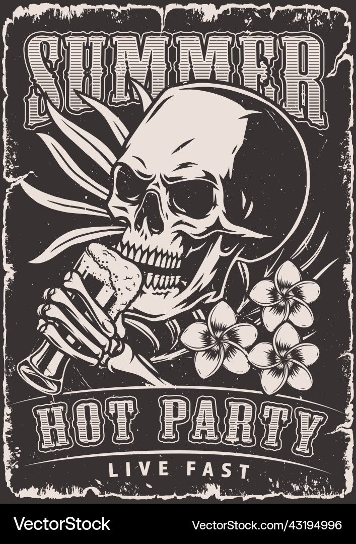 Sommer Party Vintage Poster monochrom Sommer Party Vintage Poster monochrom vektorbild