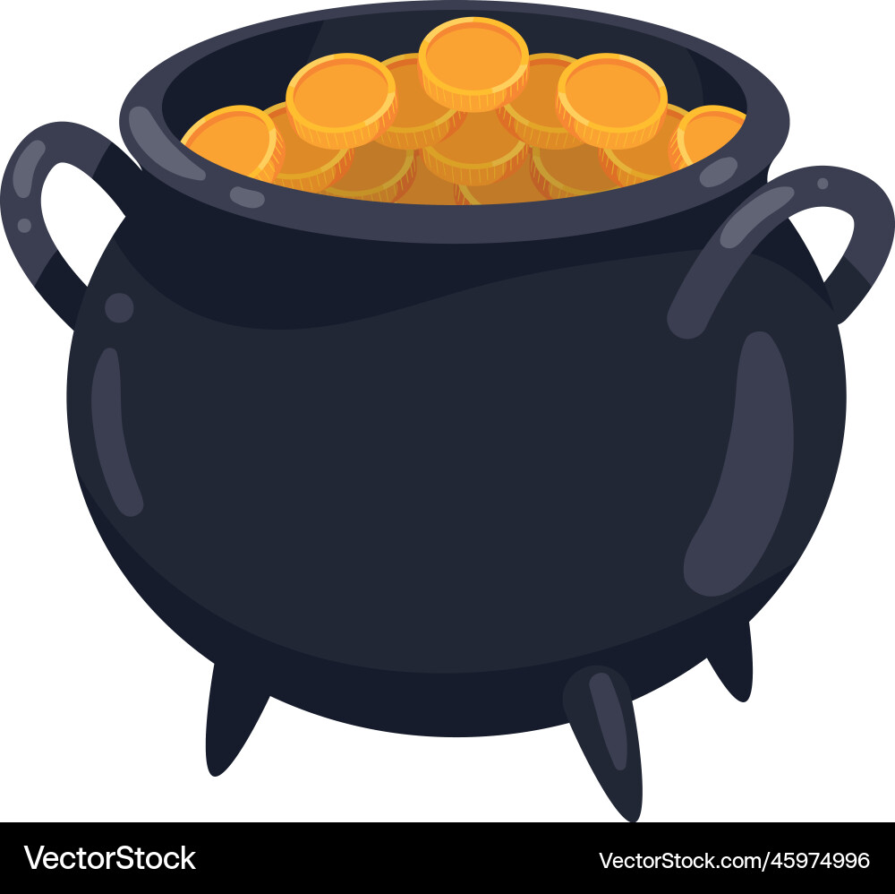 Treaure cauldron with coins Vector Image