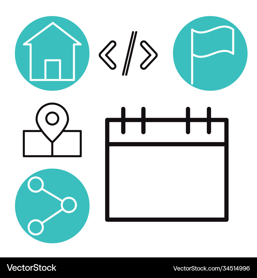 User interface coding share homepage and calendar vector image