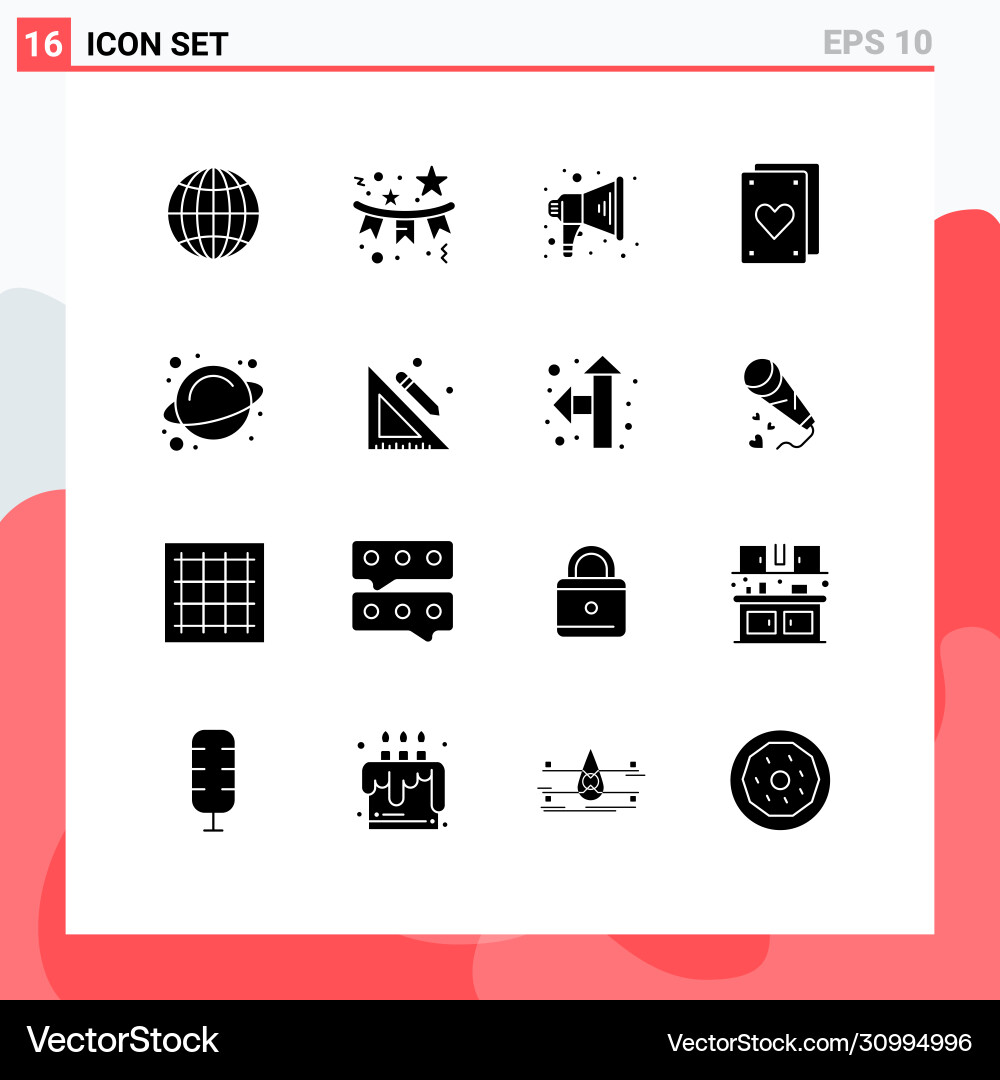 User interface pack 16 basic solid glyphs Vector Image