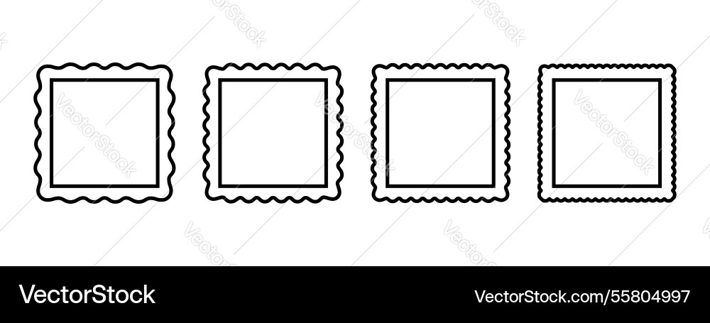 Collection of square frames with wavy edges Collection of square frames with wavy edges vector image