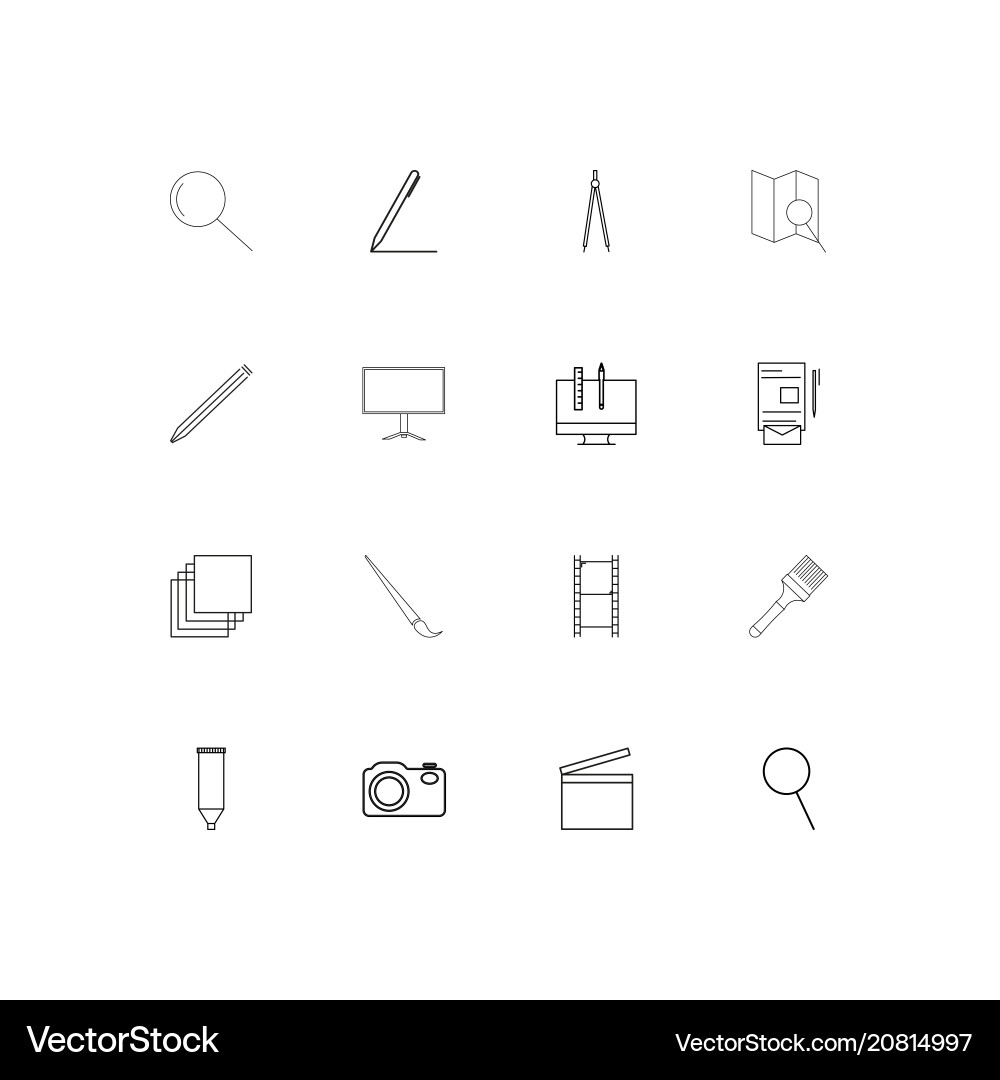 Creative process and design linear thin icons set Vector Image