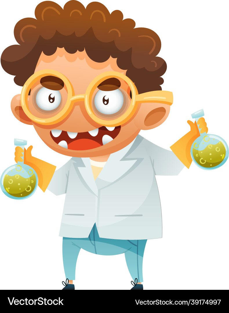 Evil Scientist with Poison Flask Vector Image