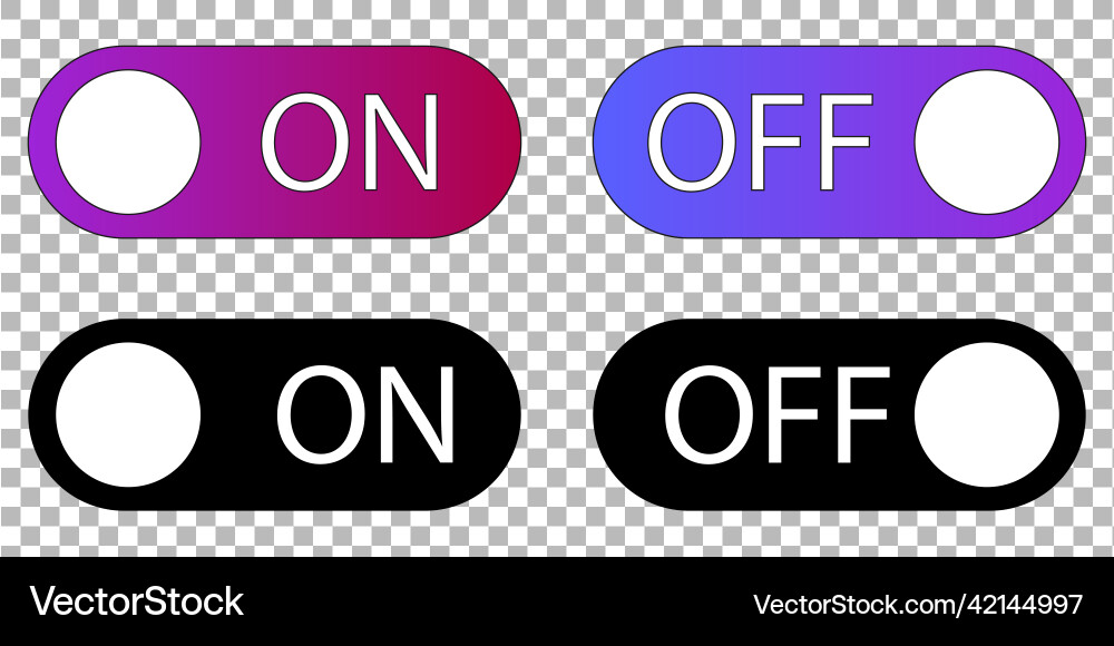 Flat icon on and off toggle switch button sign Flat icon on and off toggle switch button sign vector image