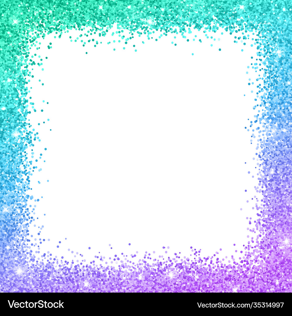 Glitter border frame with turquoise blue purple Glitter border frame with turquoise blue purple vector image