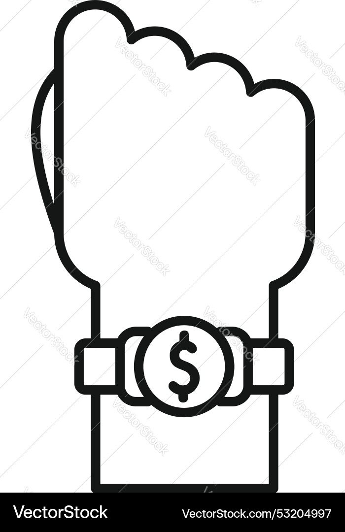 Hand wearing smartwatch with dollar coin showing Hand wearing smartwatch with dollar coin showing vector image