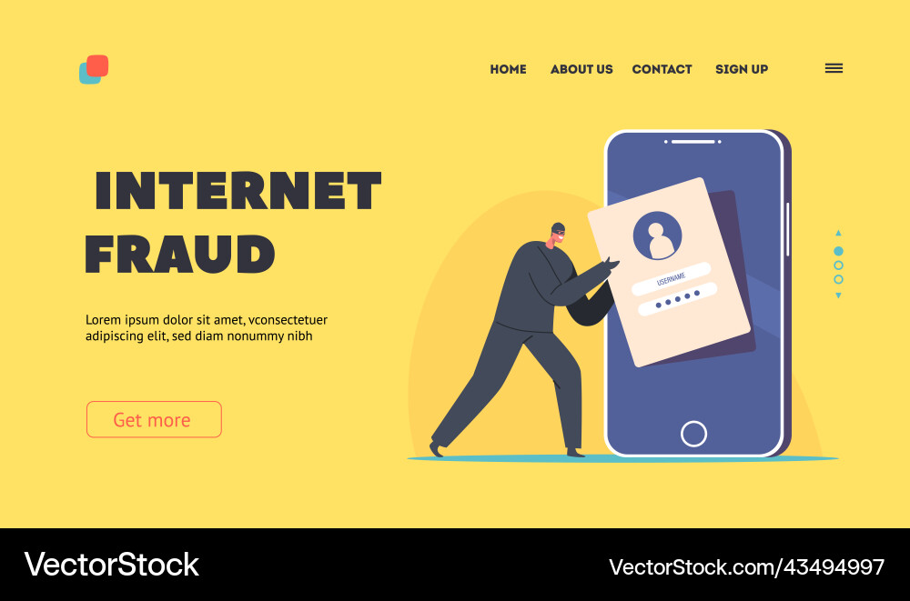 Internet fraud landing page template tiny Vector Image