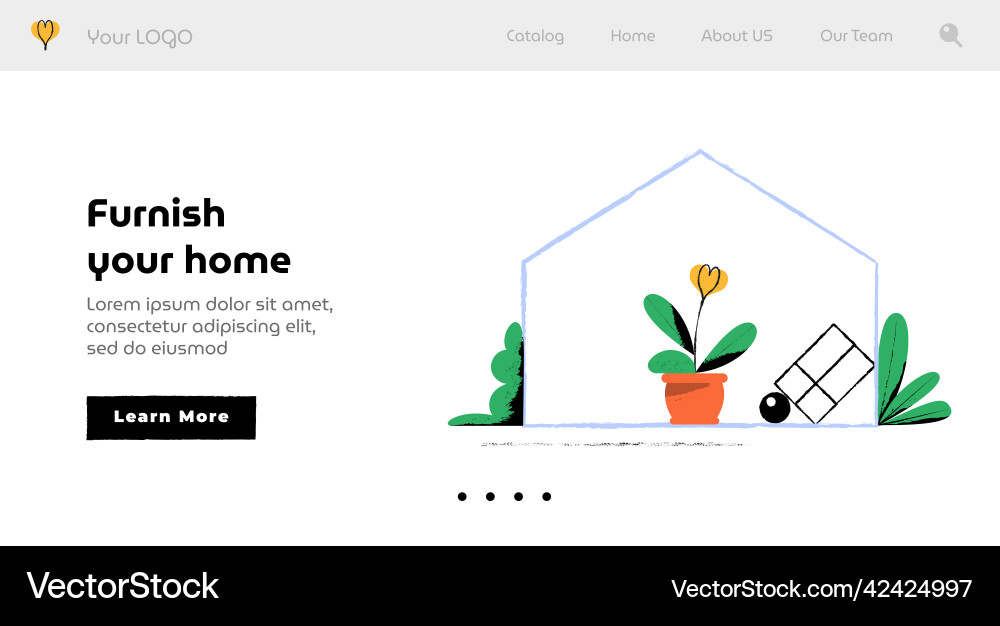 Landing page of the site in a minimalistic linear Landing page of the site in a minimalistic linear Vector Image