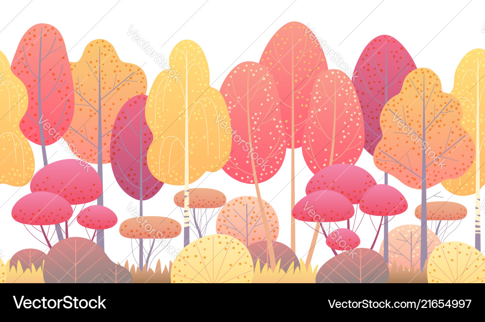 Line horizontal seamless border with autumn trees Line horizontal seamless border with autumn trees vector image