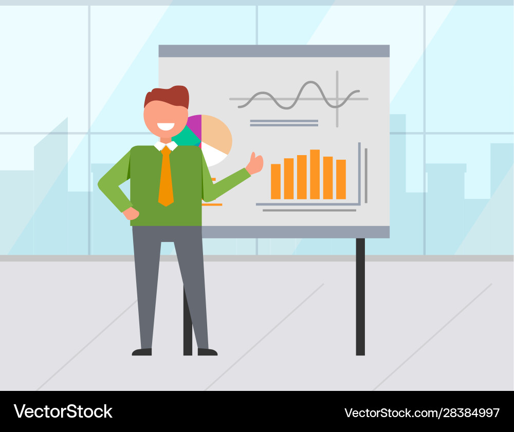 Presenter showing graph report workplace Vector Image