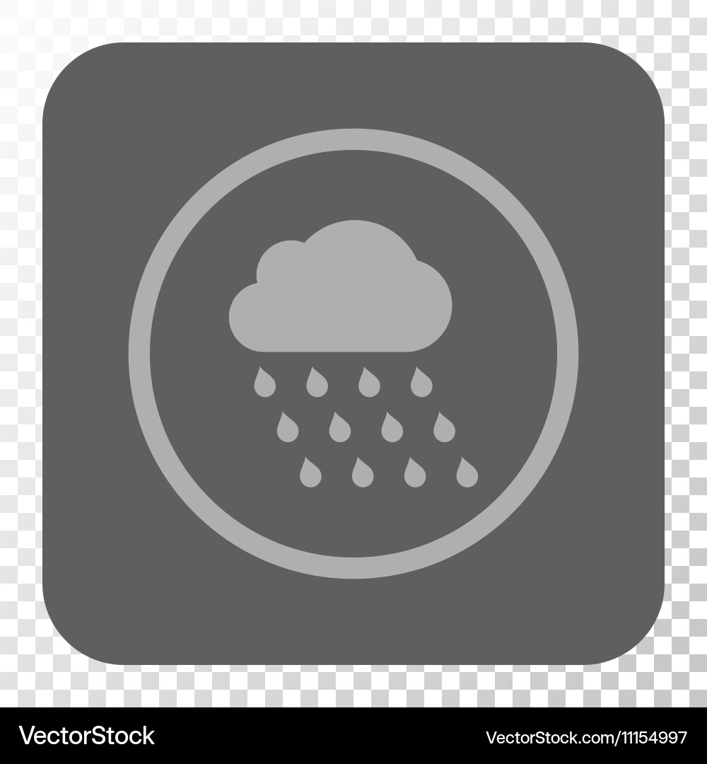 Rain cloud rounded square button vector image