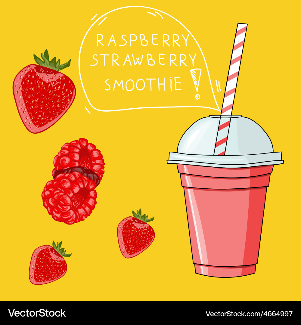 Refreshing Strawberry Raspberry Smoothie vector image