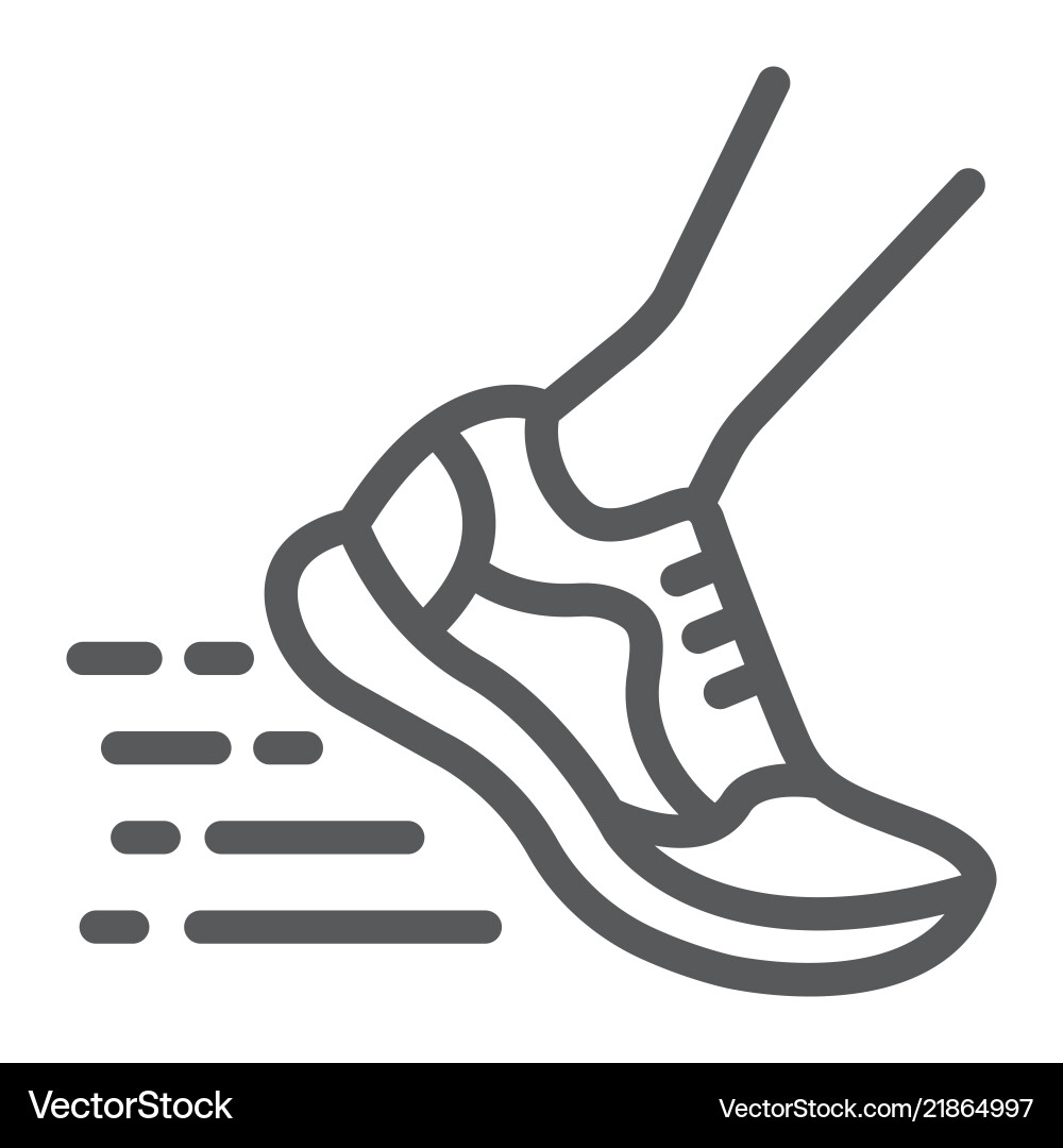 Running Shoe Line Icon - Speed & Motion vector image